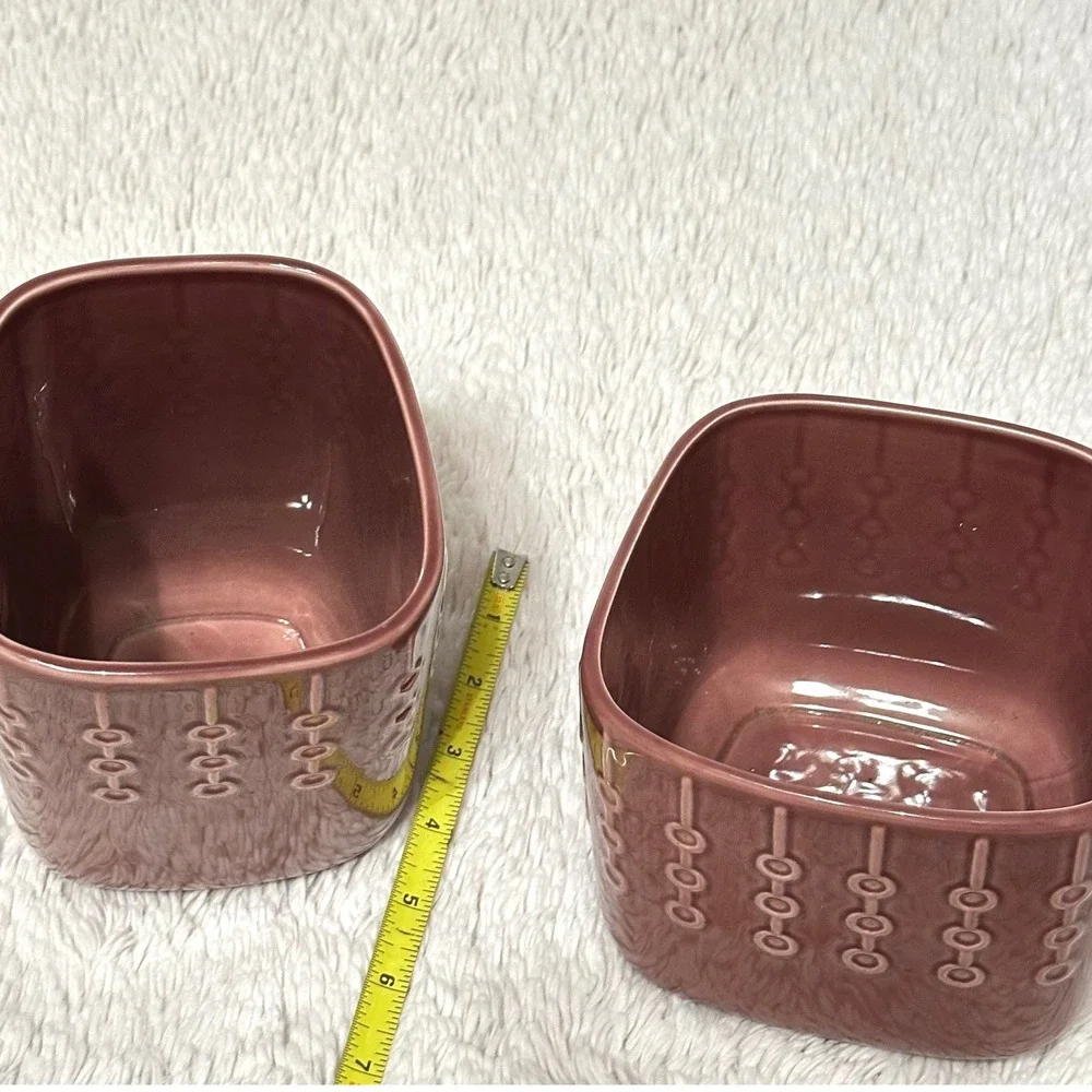 IKEA Garsam Ceramic Vase/Planter St  Mauve Excellent Embossed Geometric MCM Boho